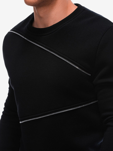 Ombre Clothing Fekete férfi melegítőfelső dekoratív cipzárral Ombre Ruházat