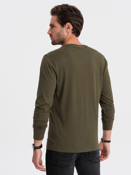 Ombre Clothing Khaki színű férfi alap póló Ombre Ruházat