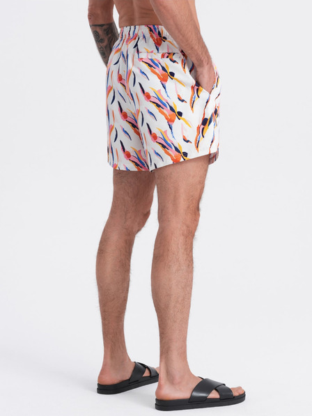 Ombre Clothing Narancssárga és fehér férfi mintás fürdőruha Ombre Ruházat