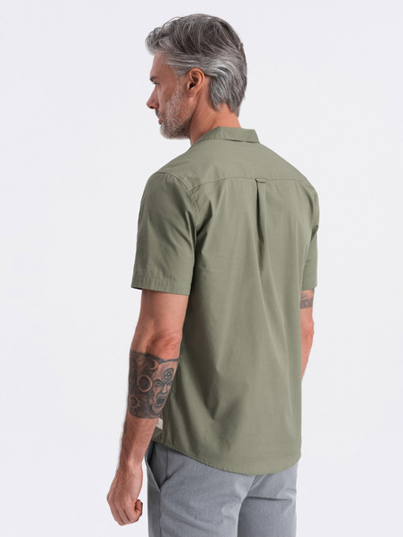 Ombre Clothing Khaki férfi rövid ujjú ing Ombre ruházat