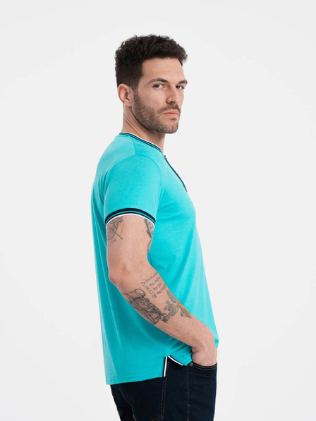 Ombre Clothing Türkiz férfi gombos póló Ombre ruházat