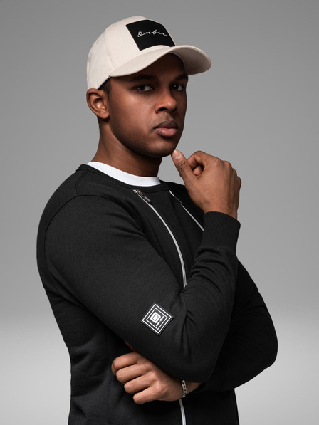 Ombre Clothing Ombre Clothing mosott férfi pulóver díszvarrással a nyakkivágásnál