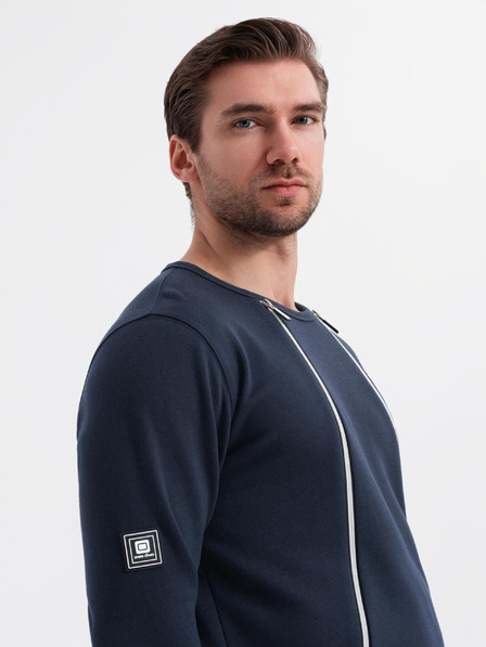 Ombre Clothing Ombre Clothing mosott férfi pulóver díszvarrással a nyakkivágásnál