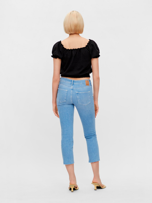 Pieces Fekete rövid blúz Pieces Leaf