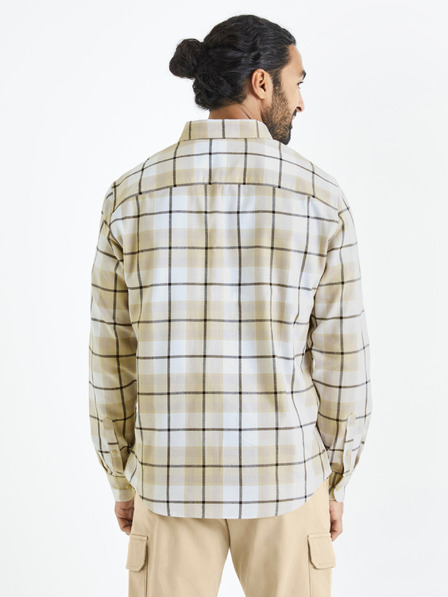 Celio Fehér és bézs férfi kockás ing Celio
