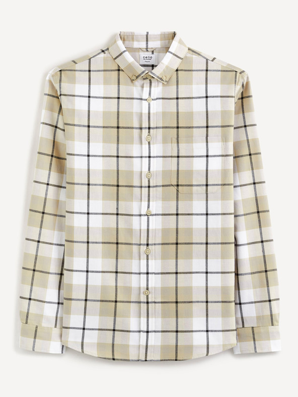 Celio Fehér és bézs férfi kockás ing Celio