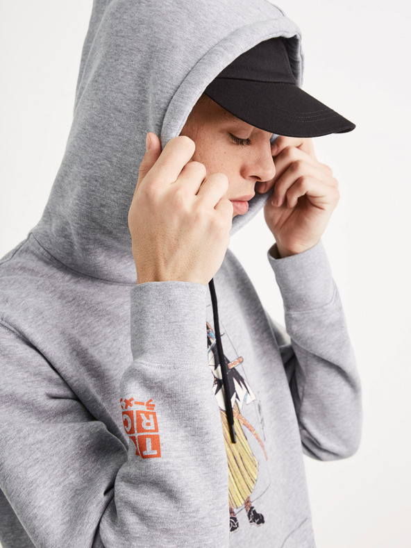 Celio Szürke férfi nyomtatott pulóver Celio TORC