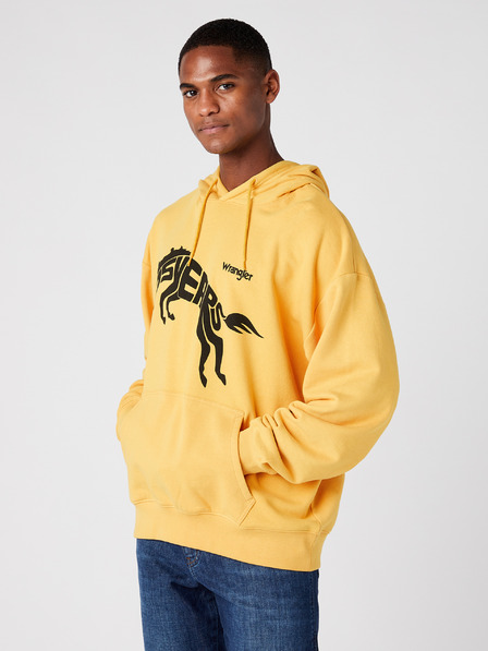 Wrangler Sárga uniszex mintás kapucnis pulóver Wrangler