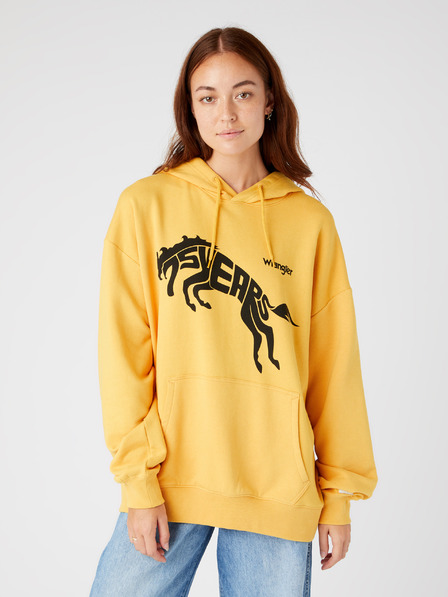 Wrangler Sárga uniszex mintás kapucnis pulóver Wrangler