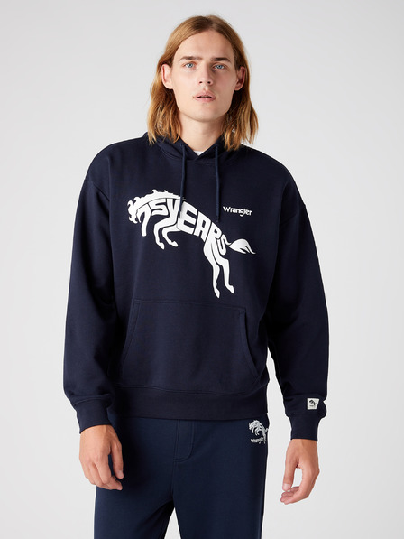 Wrangler Fekete uniszex mintás kapucnis pulóver Wrangler