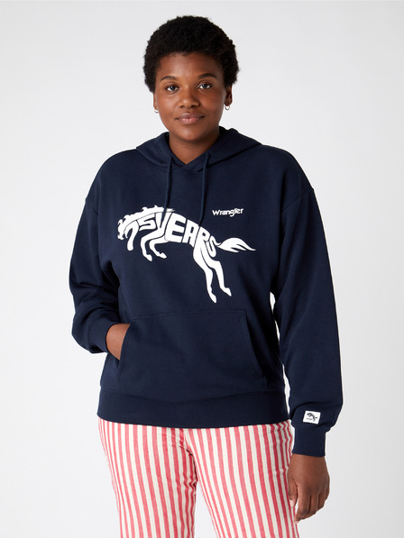 Wrangler Fekete uniszex mintás kapucnis pulóver Wrangler
