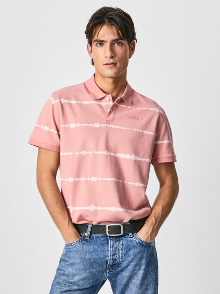 Pepe Jeans Rózsaszín férfi csíkos póló póló Pepe Jeans Farrell