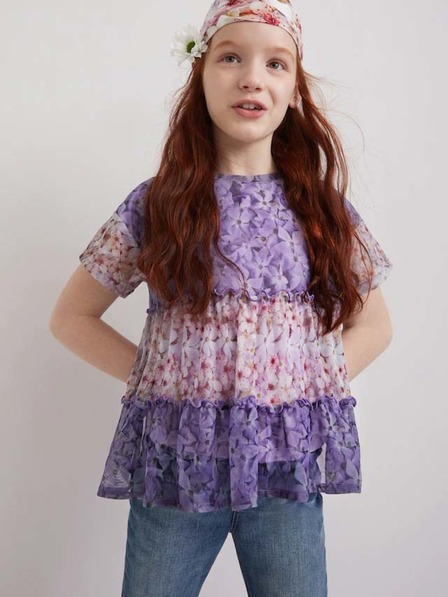 Desigual Világoslila Desigual Helm virágos lány póló