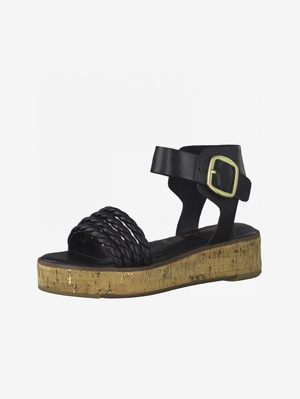 Tamaris Fekete bőr platform szandál Tamaris