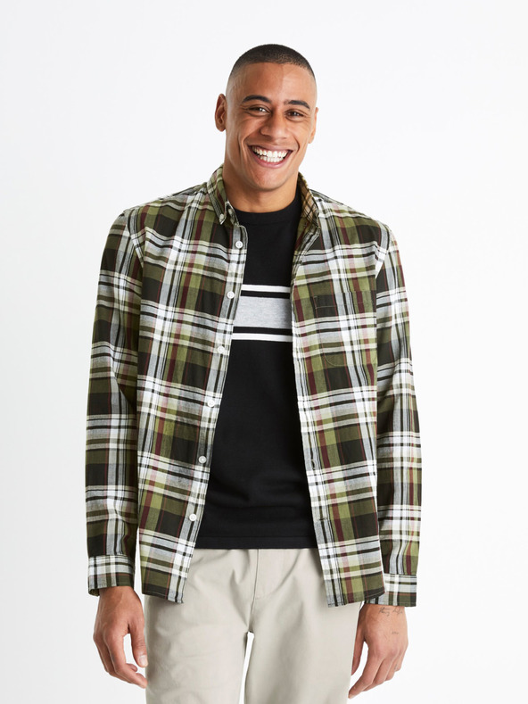 Celio Fehér-fekete férfi kockás ing Celio Bapop