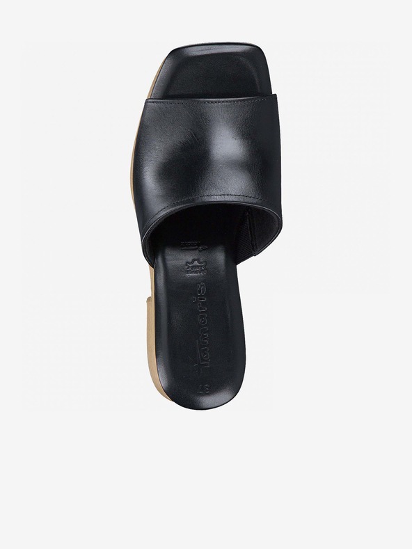 Tamaris Fekete bőr sarkú papucs Tamaris