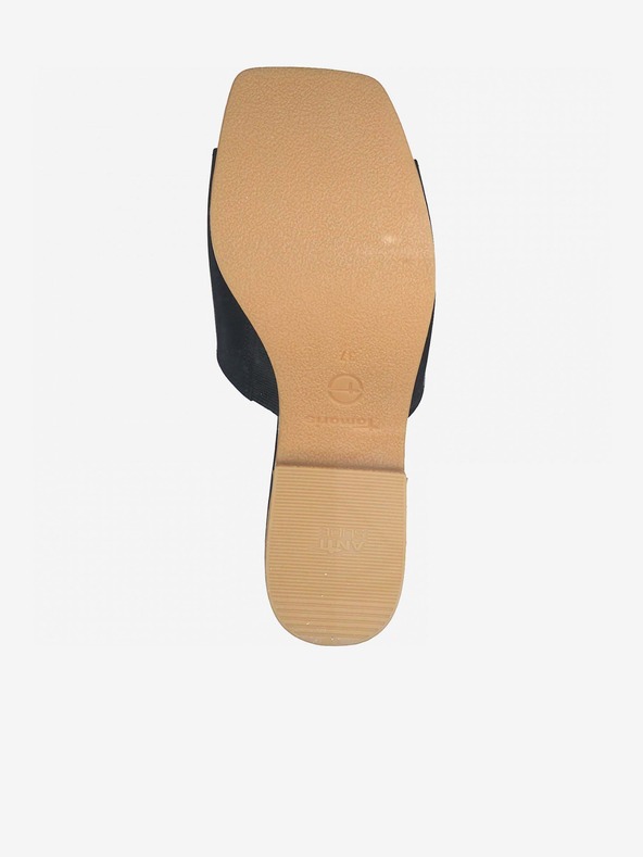 Tamaris Fekete bőr sarkú papucs Tamaris