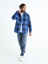 Celio Kék férfi kockás póló Celio Bazur