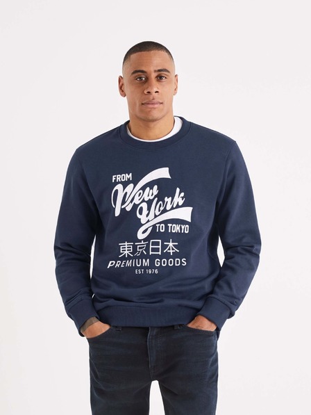 Celio Sötétkék férfi nyomtatott pulóver Celio Beprice