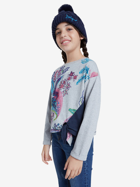 Desigual Kékesszürke mintás lány póló Desigual Edimburgo nyakkendővel