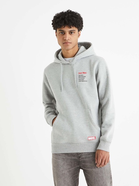 Celio Világosszürke férfi Celio Iron Man nyomtatott melegítőfelső