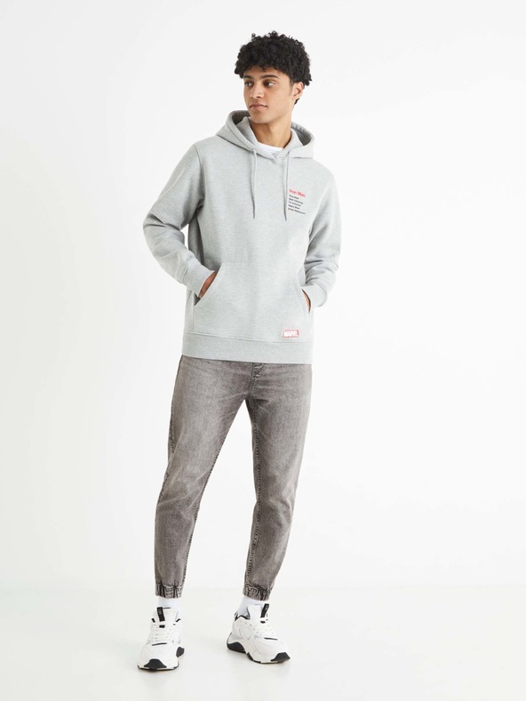 Celio Világosszürke férfi Celio Iron Man nyomtatott melegítőfelső