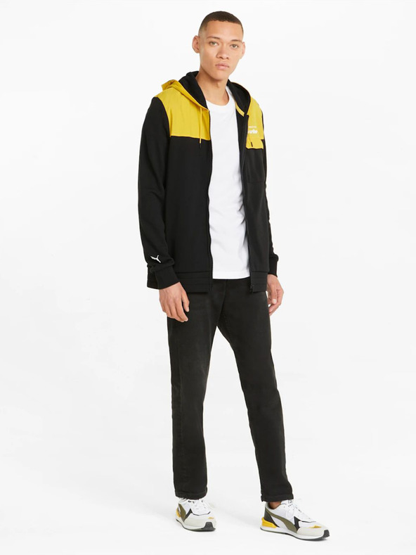 Puma Sárga és fekete férfi sportos kapucnis pulóver Puma