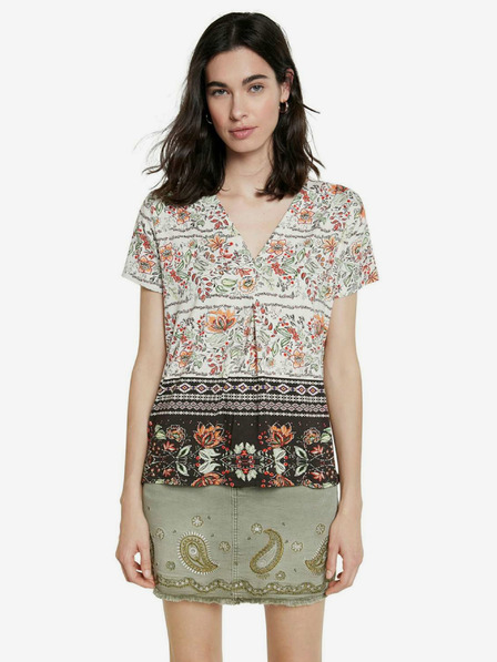 Desigual Zöld-fehér Desigual TS Cracovia póló