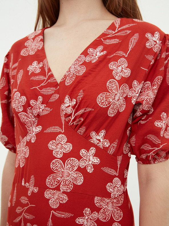 Trendyol Tégla női virágos rövid ruha Trendyol