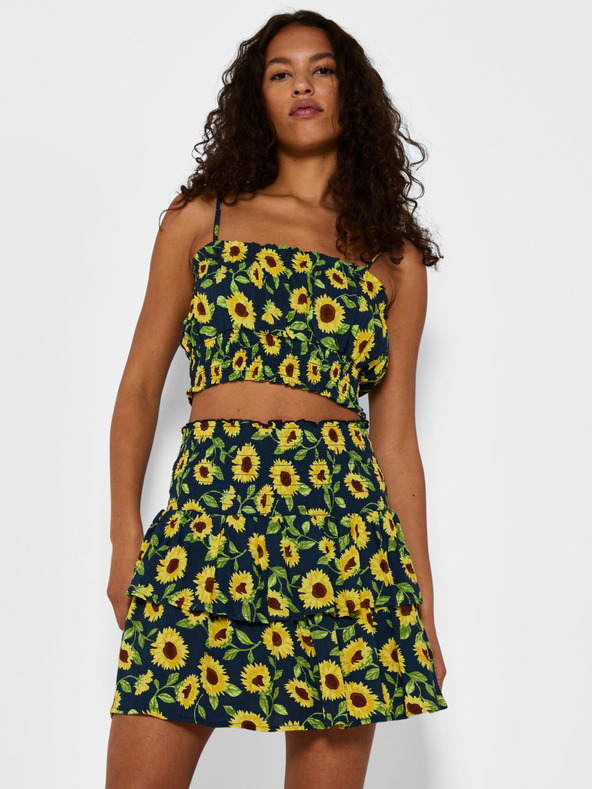 Noisy May Sárga és kék virágos rövid szoknya Noisy May Sunflower