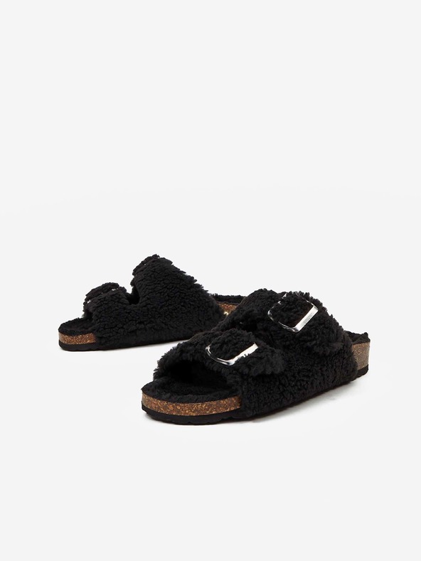 Replay Fekete női műszőrme papucs Replay