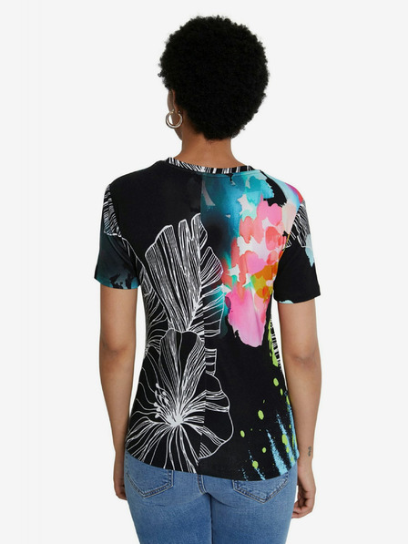 Desigual Fekete Desigual TS Leaves női mintás póló