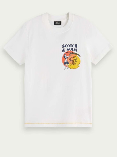 Scotch & Soda Fehér fiú póló Scotch & Soda nyomtatással