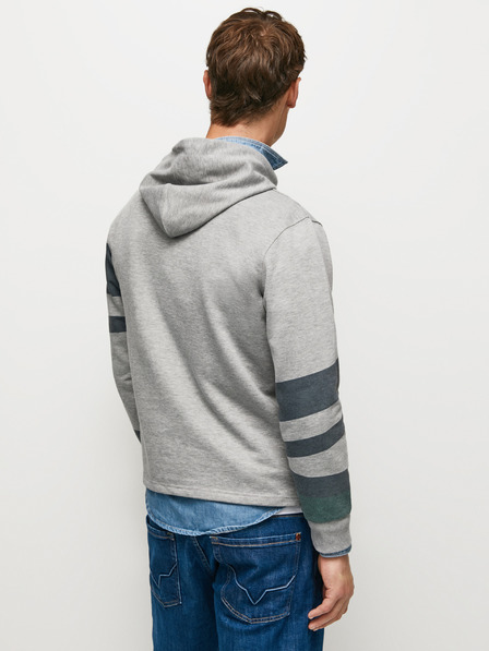 Pepe Jeans Világosszürke férfi barna csíkos kapucnis pulóver Pepe Jeans Phelix