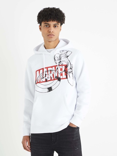 Celio Fehér férfi Celio Captain America nyomtatott kapucnis pulcsi