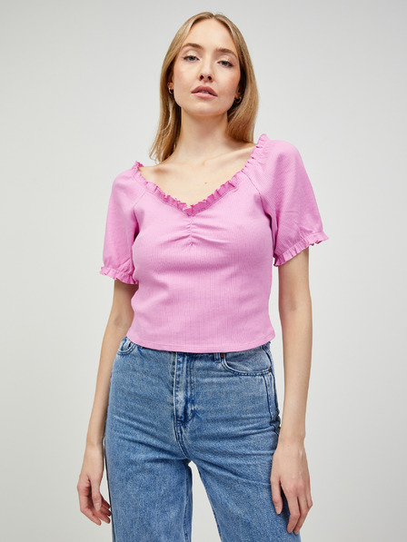 Pieces Rózsaszín crop top Pieces Tegan