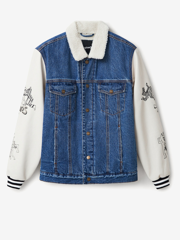 Desigual Fehér és kék férfi denim dzseki Desigual Wolf