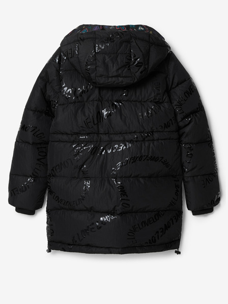 Desigual Fekete lány téli steppelt kabát Desigual Letters