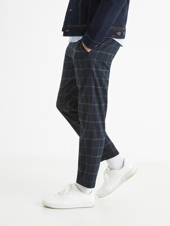 Celio Sötétkék férfi kockás nadrág Celio