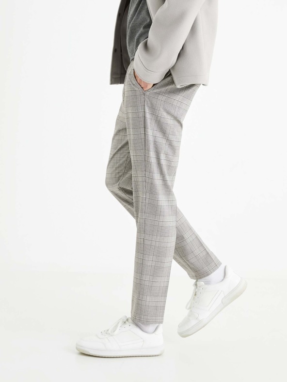 Celio Szürke férfi kockás nadrág Celio 24H Avocheck vágott nadrág