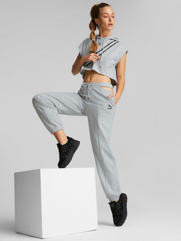 Puma Világosszürke női hangos melegítőnadrág hasítékkal a Puma-tól