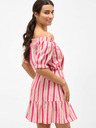 Orsay ORSAY rózsaszín csíkos lenvászon ruha szabadon hagyott vállakkal