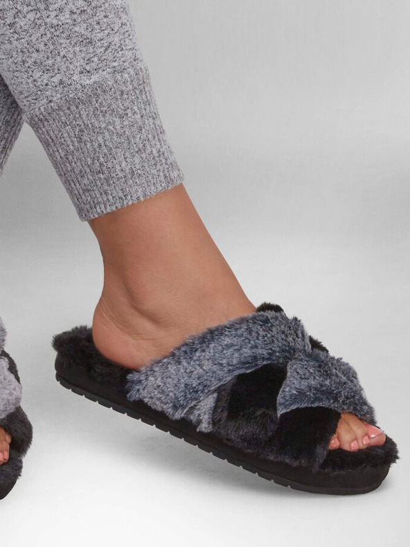 Skechers Szürke és fekete Skechers női papucsok