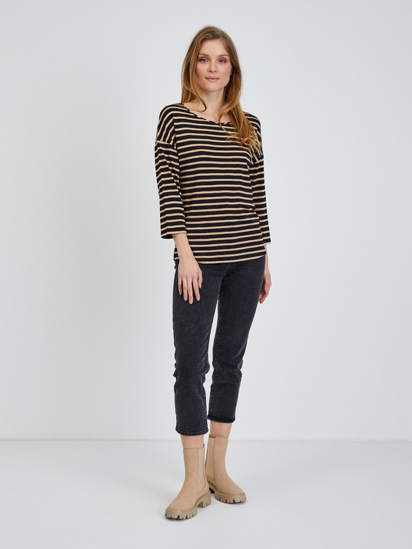 Orsay ORSAY fekete csíkos póló háromnegyedes ujjal