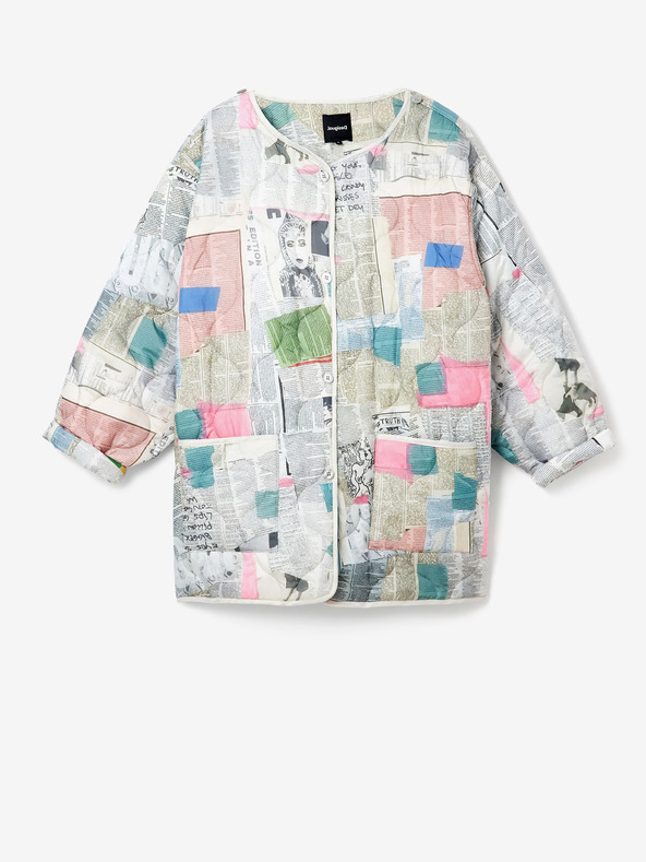Desigual Világosszürke férfi Desigual Fele mintás parka levehető béléssel