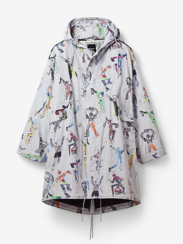 Desigual Világosszürke férfi Desigual Fele mintás parka levehető béléssel