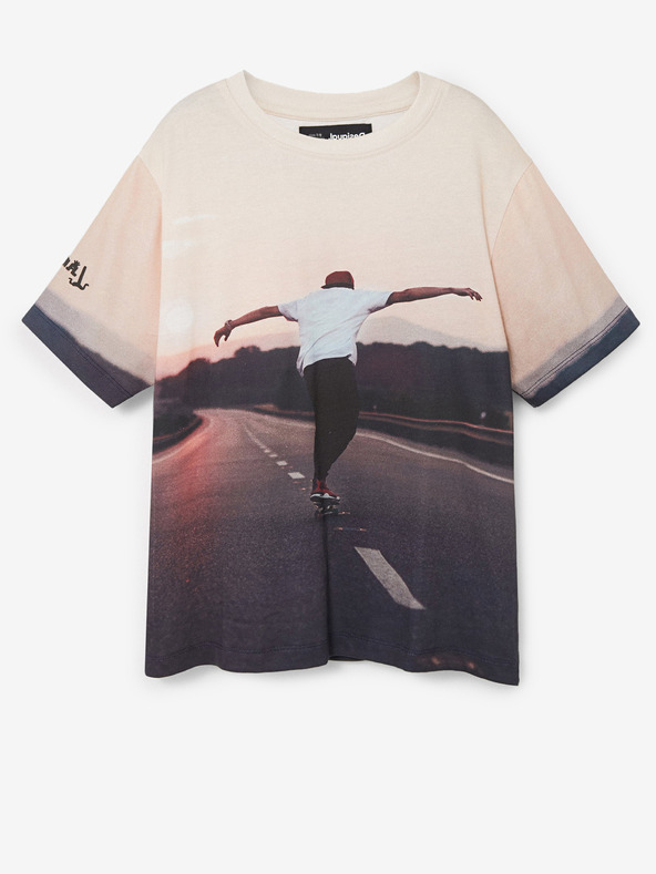 Desigual Világos rózsaszín fiú Desigual Kiwi póló