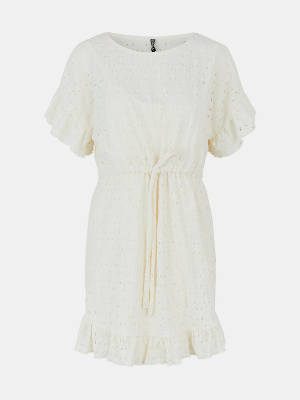 Pieces Krémszínű perforált ruha derék megkötővel Pieces Life