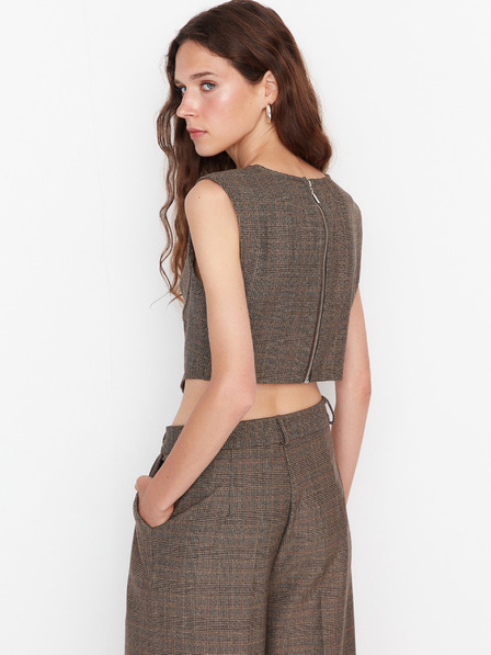 Trendyol Barna női kockás crop top Trendyol