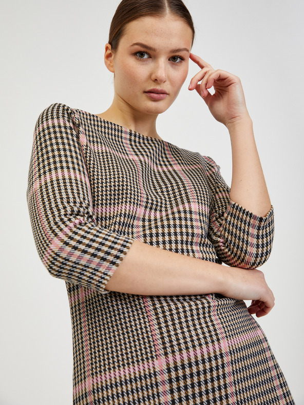 Orsay ORSAY rózsaszín-fekete kockás női ruha